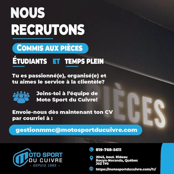 Parts Clerk – Student and Full-Time Position