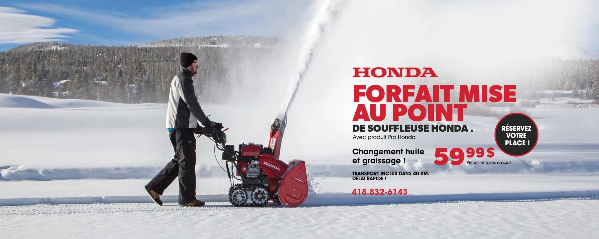 Forfait mise au point de souffleuse Honda . alt
