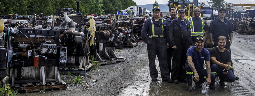 Employees working in the dismantling and transportation yard