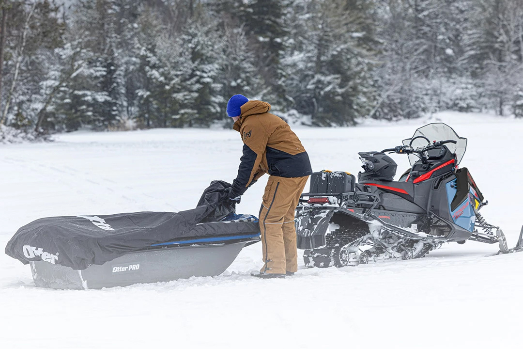 View of Polaris utility snowmobile trail
