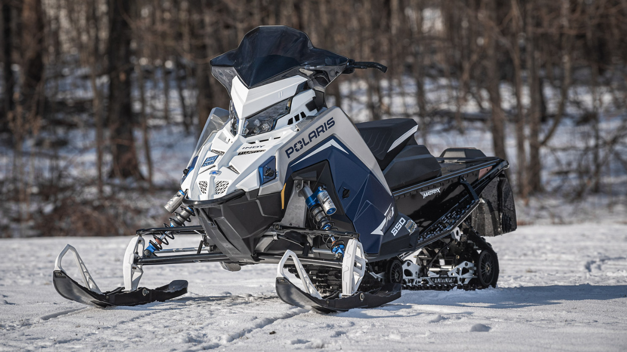 front side view of a Polaris Vr1 850 137 snowmobile
