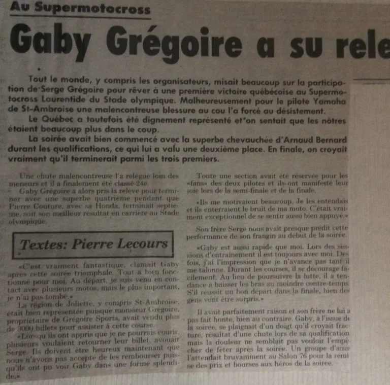 Gaby Grégoire Supermotocross Stade Olympique