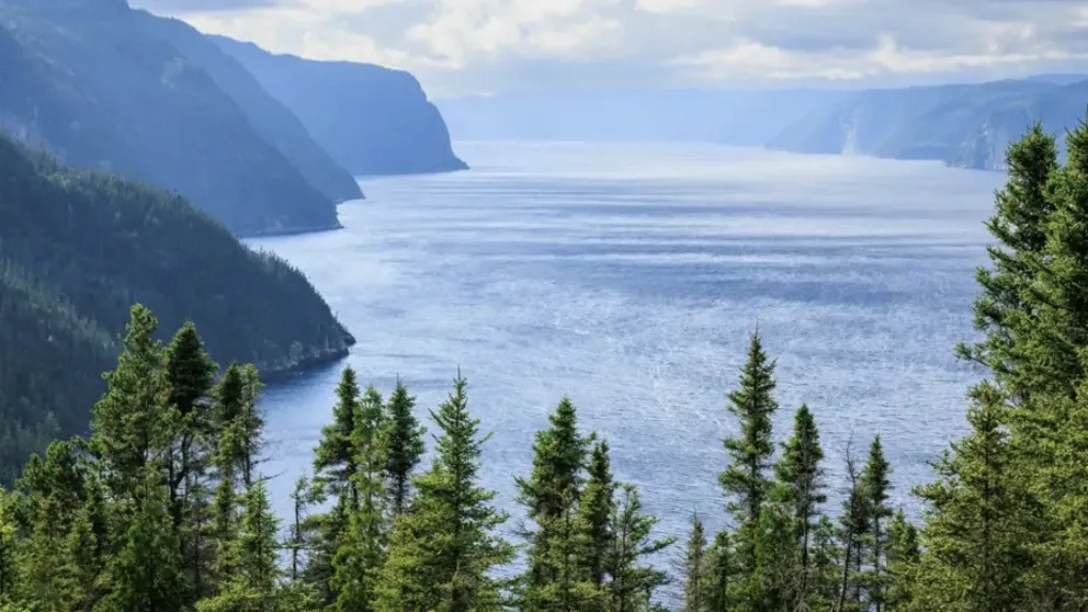 Vue aérienne sur le Fjord de Saguenay,
