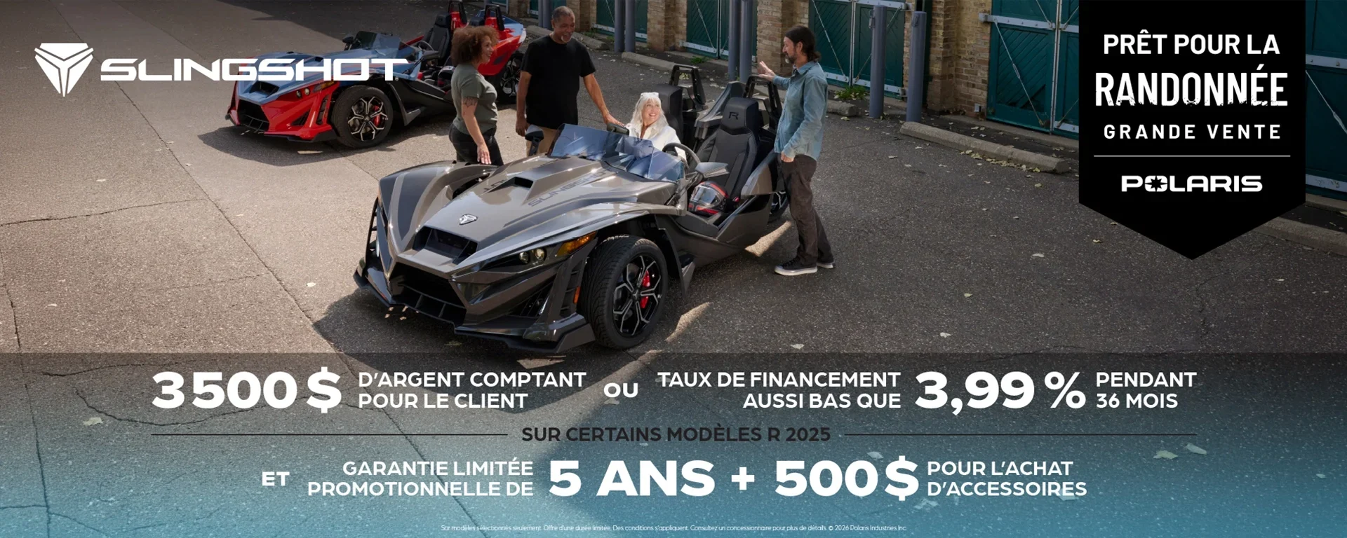 3 500 $ en argent comptant ou offre de financement pour les modèles Slingshot R alt