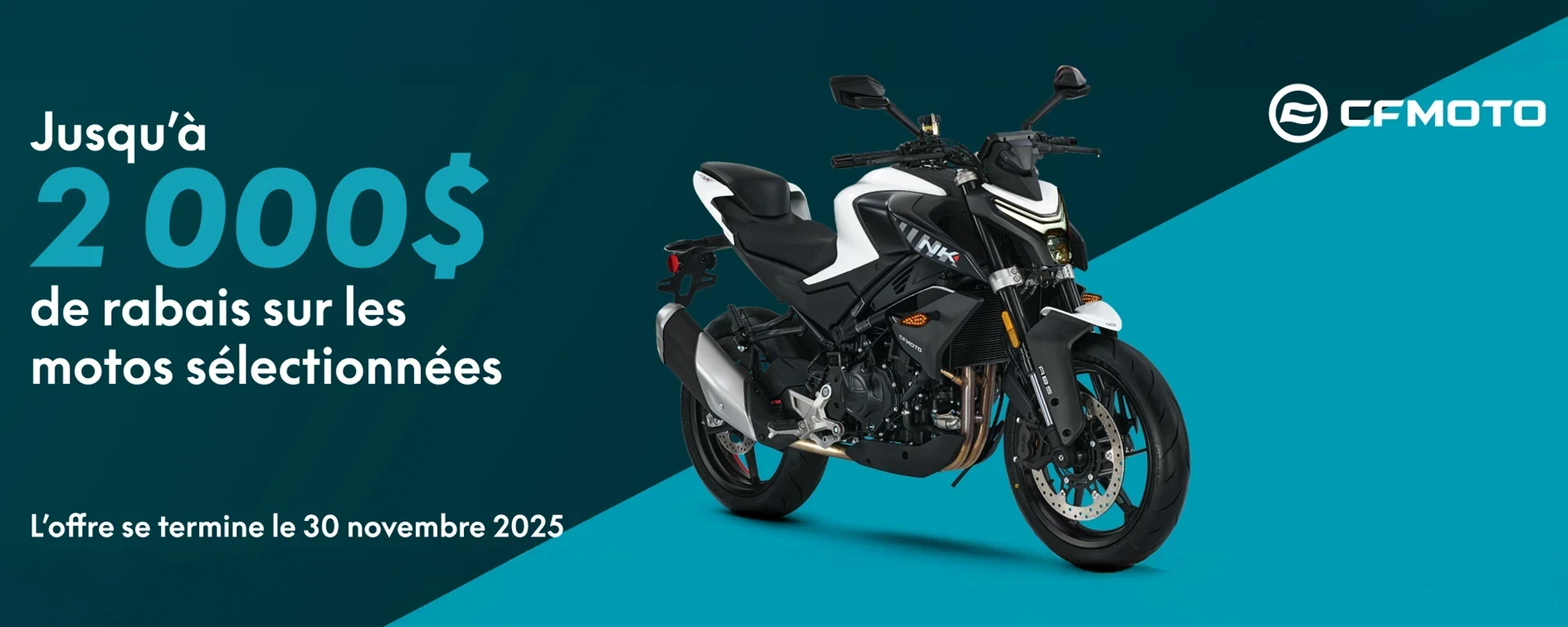 Jusqu'à 2000$ de rabais sur les motocyclettes sélectionnées alt