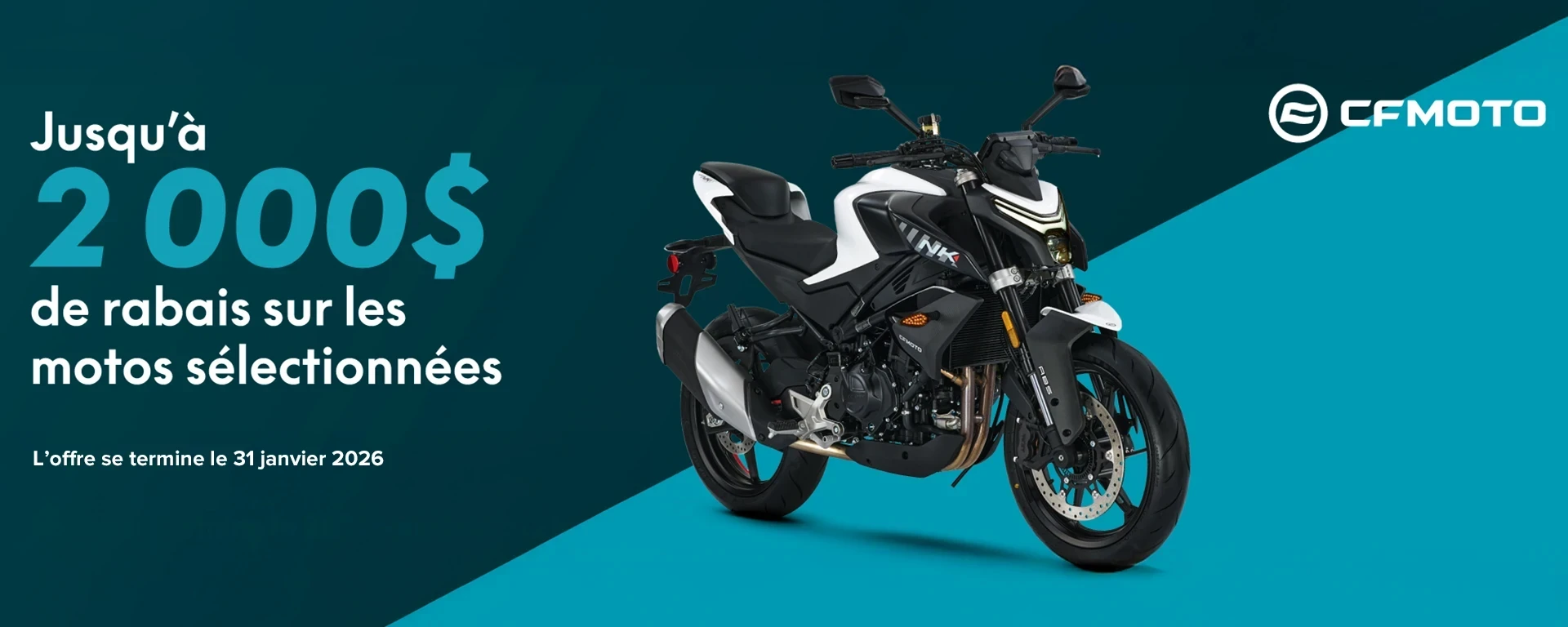 Jusqu'à 2000$ de rabais sur les motocyclettes sélectionnées alt