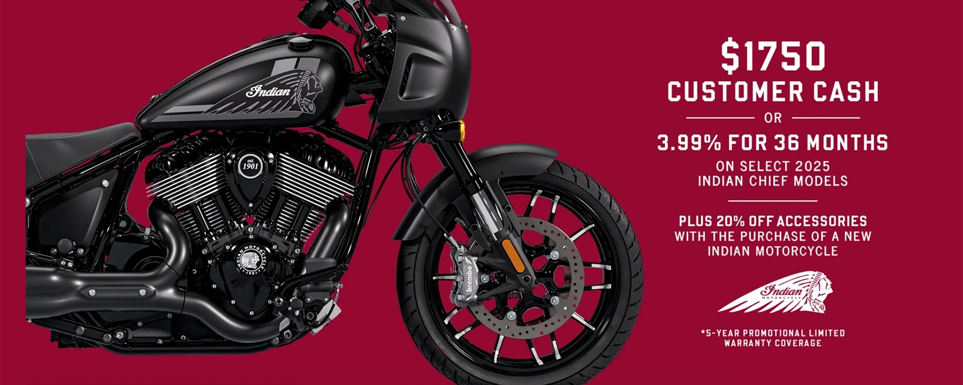 Promotion: Get up to $1750 Customer Cash or 3.99% for 36 months on select 2025 Chief Models alt