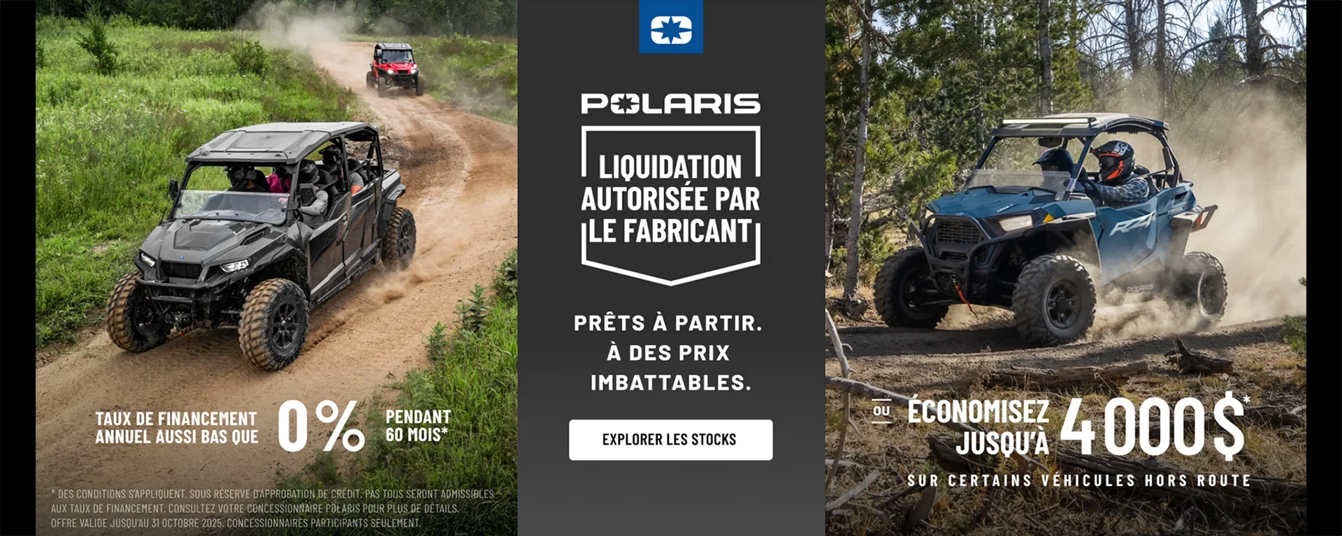 4 000 $ de remise sur certains véhicules hors route. ​​​​​​​Taux de financement aussi bas que 0% pendant 60 mois. alt