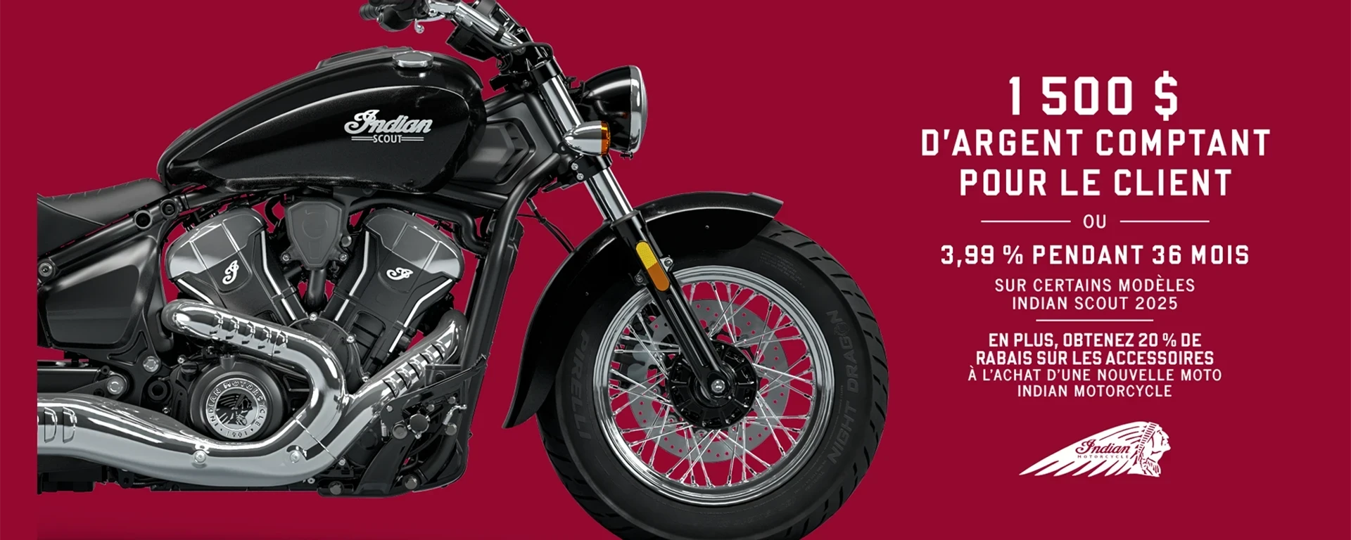 Promotion : obtenez jusqu'à 1 500 $ en remise client ou 3,99 % pendant 36 mois sur certains modèles Scout 2025 alt