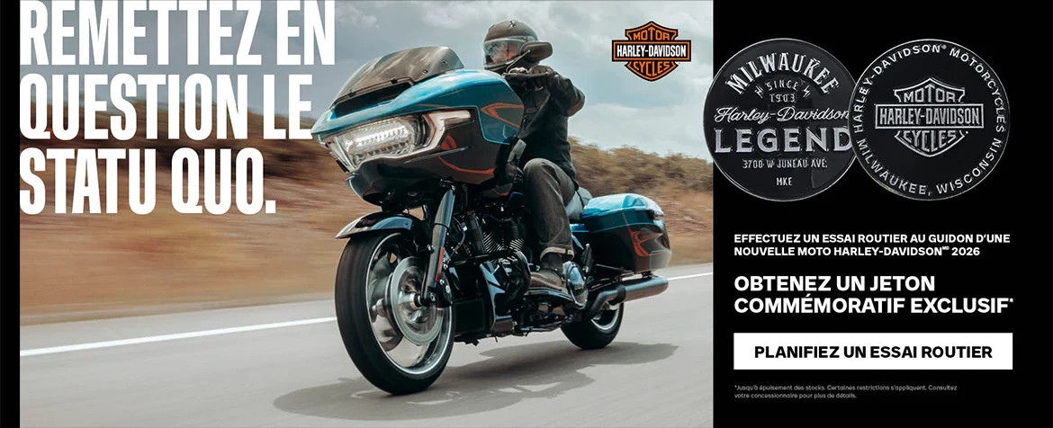 Effectuez un essai routier au guidon d'une nouvelle moto Harley-Davidson 2026, Obtenez un jeton Commémoratif Exclusif