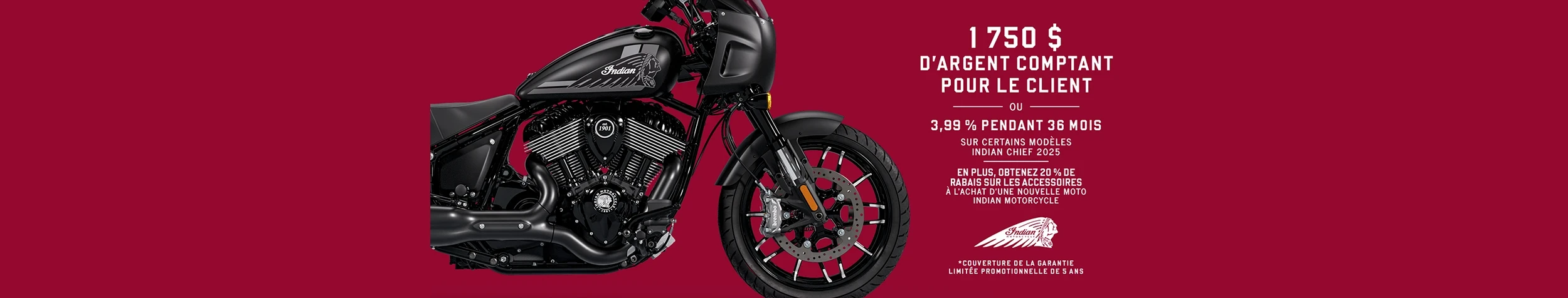 Promotion : obtenez jusqu'à 1 750 $ en remise client ou 3,99 % pendant 36 mois sur certains modèles Chief 2025