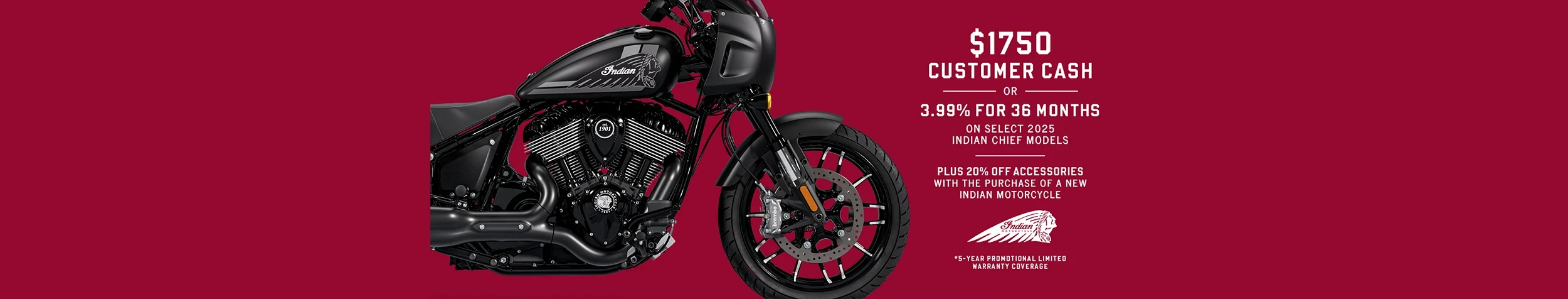 Promotion: Get up to $1750 Customer Cash or 3.99% for 36 months on select 2025 Chief Models