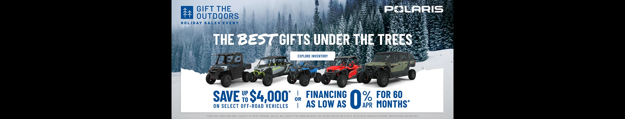 Polaris UTVs and ATVs on sale up to $4000 Off Select Off-Road Vehicles Financing as Low as 0% for 60 months.