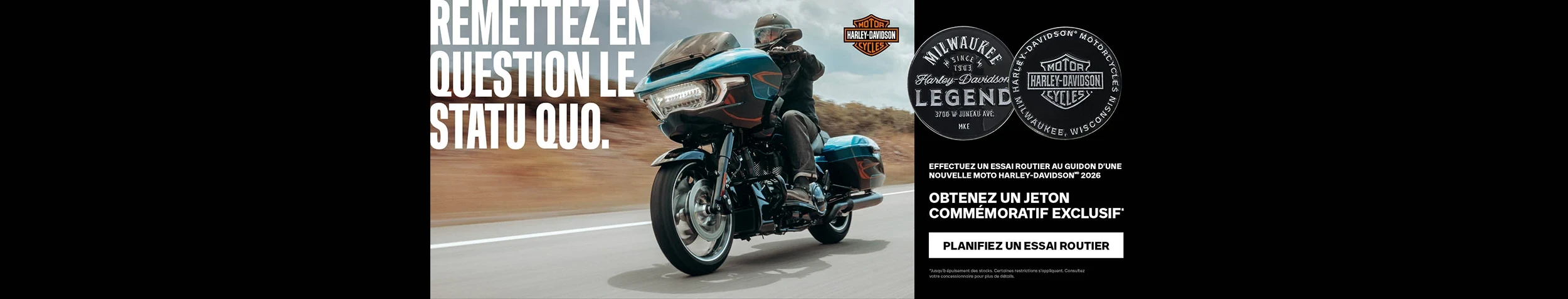 Effectuez un essai routier au guidon d'une nouvelle moto Harley-Davidson 2026, Obtenez un jeton Commémoratif Exclusif