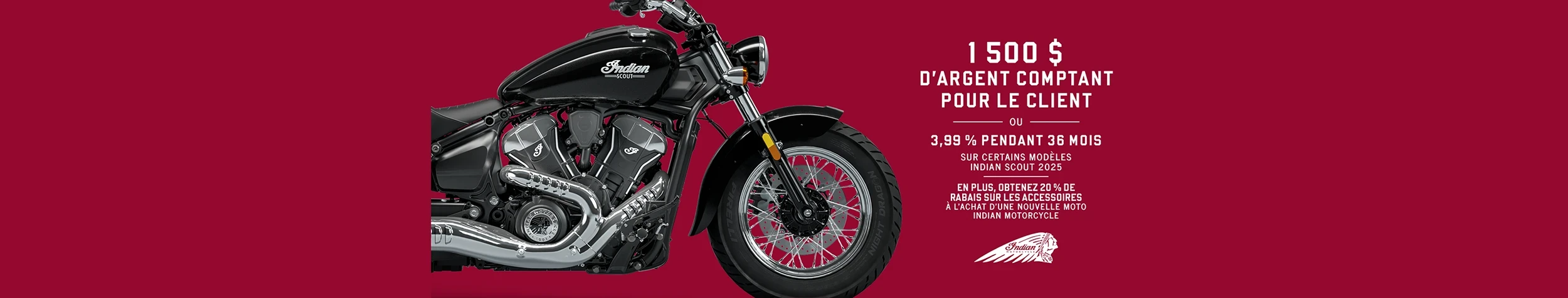 Promotion : obtenez jusqu'à 1 500 $ en remise client ou 3,99 % pendant 36 mois sur certains modèles Scout 2025