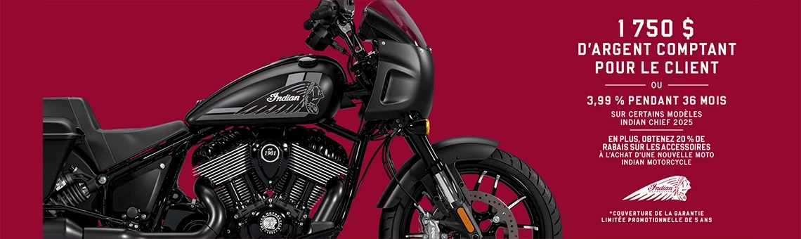 Promotion : obtenez jusqu'à 1 750 $ en remise client ou 3,99 % pendant 36 mois sur certains modèles Chief 2025
