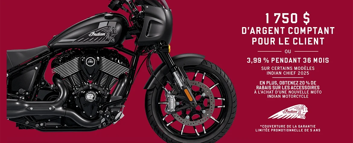 Promotion : obtenez jusqu'à 1 750 $ en remise client ou 3,99 % pendant 36 mois sur certains modèles Chief 2025