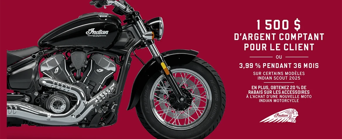 Promotion : obtenez jusqu'à 1 500 $ en remise client ou 3,99 % pendant 36 mois sur certains modèles Scout 2025